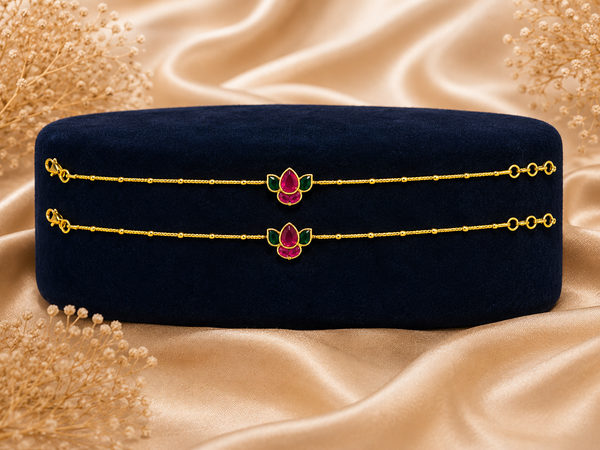 92.5 Silver Gold Plated Kundan Stone Payal