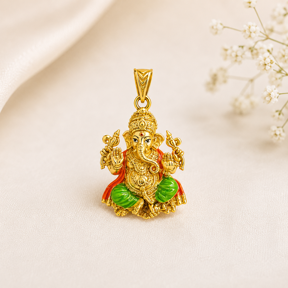 Gold Plated Silver Vinayagar Pendant