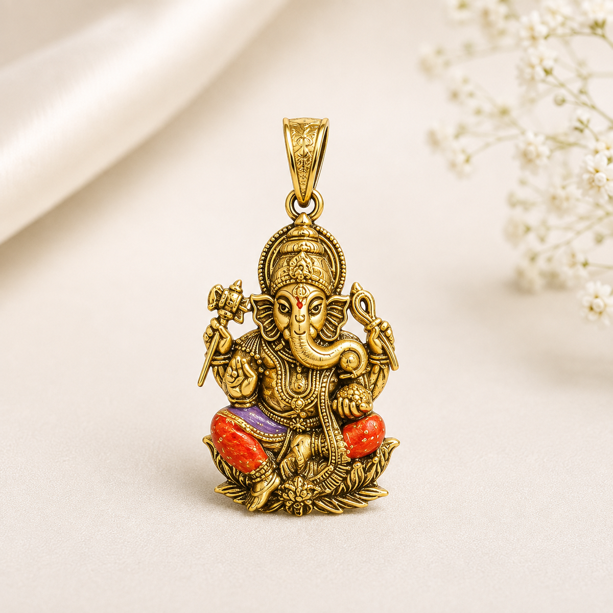 Gold Plated Silver Vinayagar Pendant
