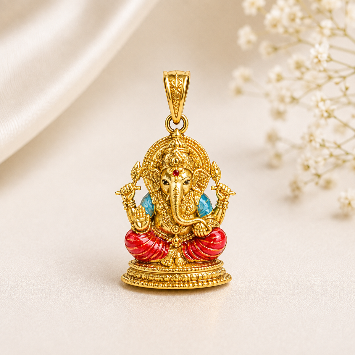 Gold Plated Silver Vinayagar Pendant
