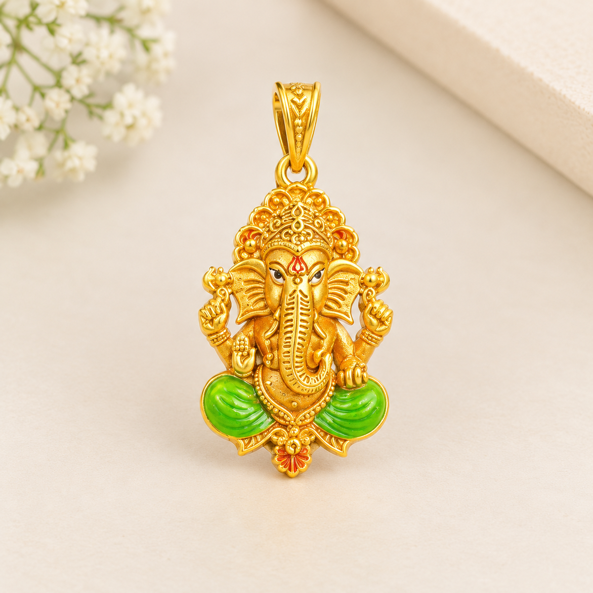 Gold Plated Silver Vinayagar Pendant