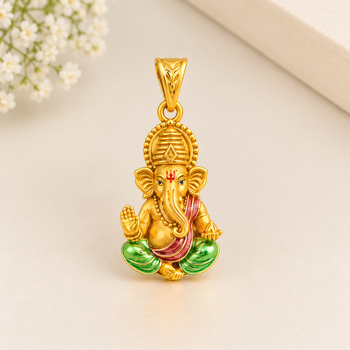 Gold Plated Silver Vinayagar Pendant
