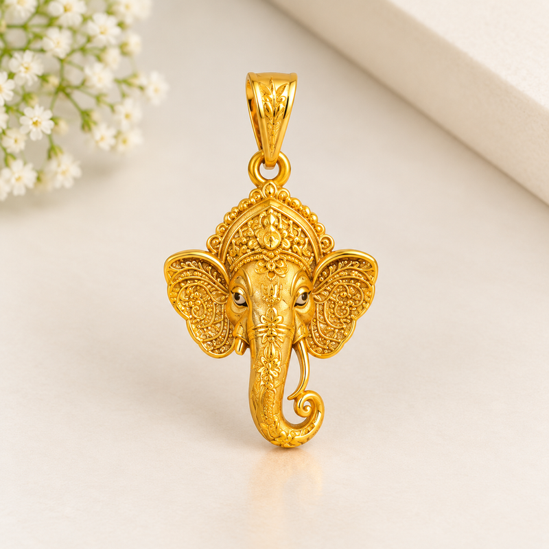 Gold Plated Silver Vinayagar Pendant