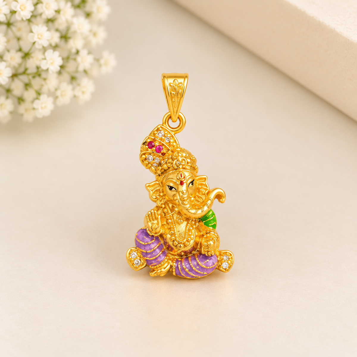 Gold Plated Silver Vinayagar Pendant
