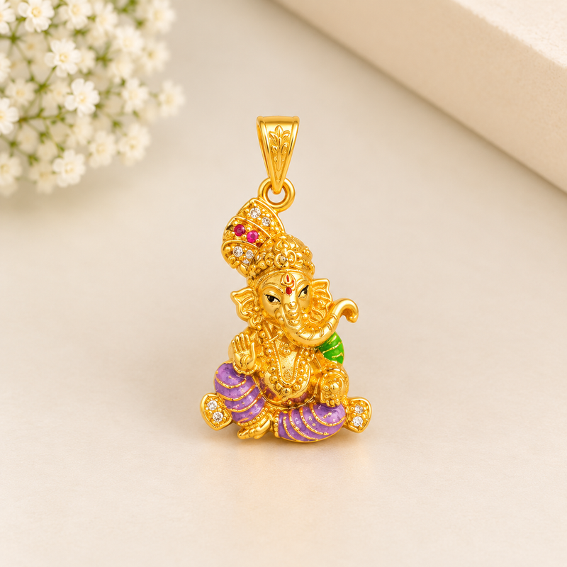 Gold Plated Silver Vinayagar Pendant