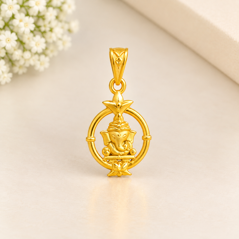 Gold Plated Silver Vinayagar Pendant